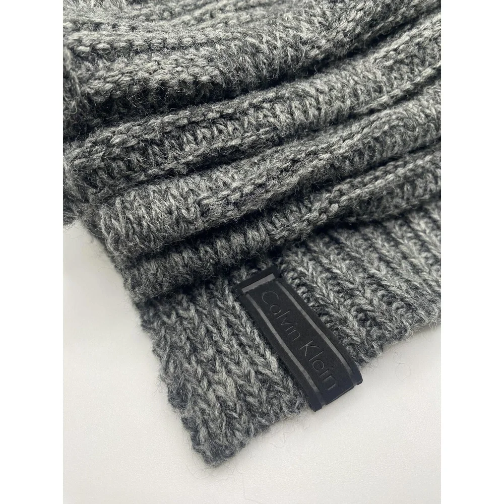 Calvin Klein Grey Unisex Knit Scarf 52in x 9.5in